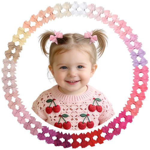 Shgiloo 50Pcs 2 inch Baby Hair Bows Clips Infant Girls - Fully Lined Mini Bows