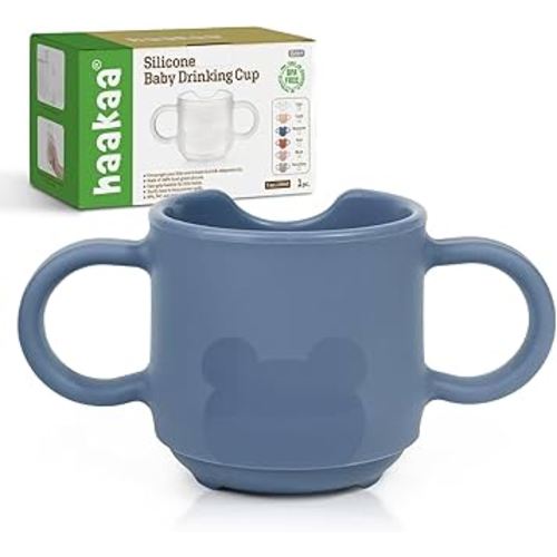 haakaa Silicone Toddler Cups, BPA Free Drop-Proof Training Cups for Baby 6 Months+, 5 Ounce (Bluestone)