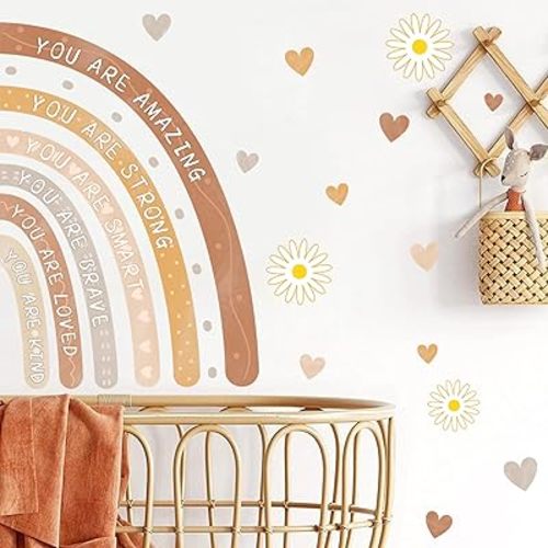 Watercolor Rainbow Wall Decals Boho Baby Room Wall Stickers Peel and Stick You Are Motivational Wall Decals for Nursery Wall Decoration Rainbow Wall Art Murals Vinyl Sticker for Kids Bedroom Classroom