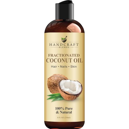 Handcraft Blends Fractionated Coconut Oil - 8 Fl Oz - 100% Pure and Natural - Premium Grade Carrier Oil for Skin and Hair - Hair and Body - Massage