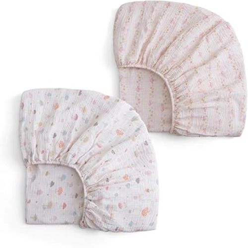 Muslin Crib Sheets for Girl Boy, 100% Cotton Neutral Baby Crib Sheets Fitted for Standard Crib Mattress, Soft and Breathable - 28"x 52", 2 Pack (Mushroom)