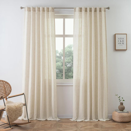 Ebern Designs Janie Linen Semi-Sheer Curtain Pair & Reviews | Wayfair