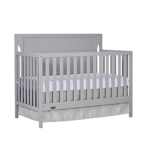 Dream On Me Cape Cod 5-In-1 Convertible Crib In Pebble Grey, Greenguard Gold And JPMA Certified, Built Of Sustainable New Zealand Pinewood, 3 Mattress Height Positions
