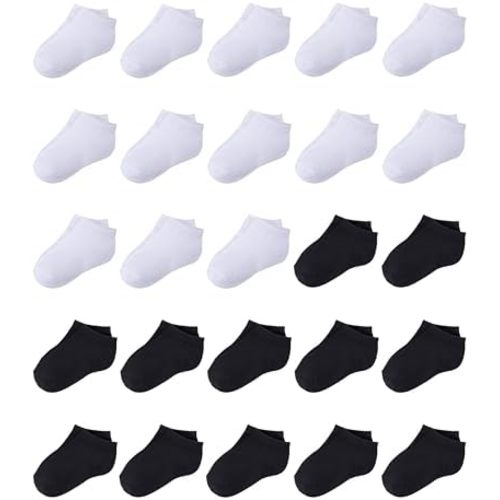 Duufin Toddler Socks, 25 Pairs Baby Boys Girls Ankle Socks Kids Low Cut Sock Half Cushion Low Rise Sock for Toddler
