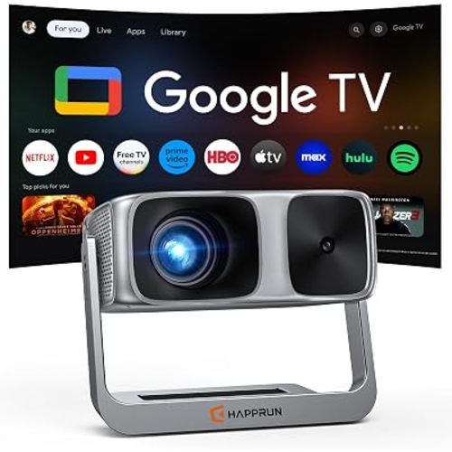 HAPPRUN 2000 ANSI Outdoor Projector with Official Google TV, 4K Decoding