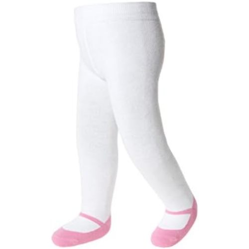 Baby Girl Tights with Sewn-in Mary Jane Shoe Design - Anti Slip - Cotton-Infant & Toddler Sizes
