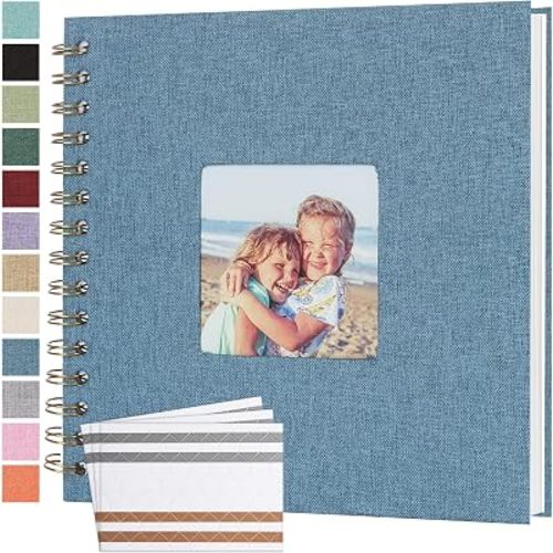 Scrapbook Photo Album Linen Cover 8x8 Inches 40 Pages Blue