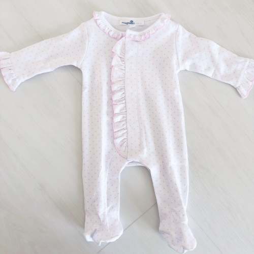 Gracie Ruffled Dotted Footie – Littles on 5th
