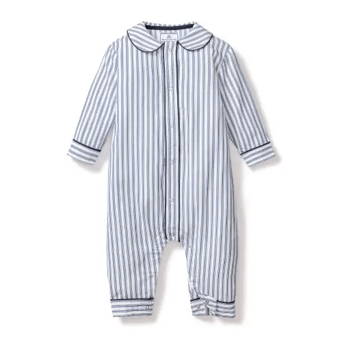 Baby's Twill Cambridge Romper in Navy French Ticking