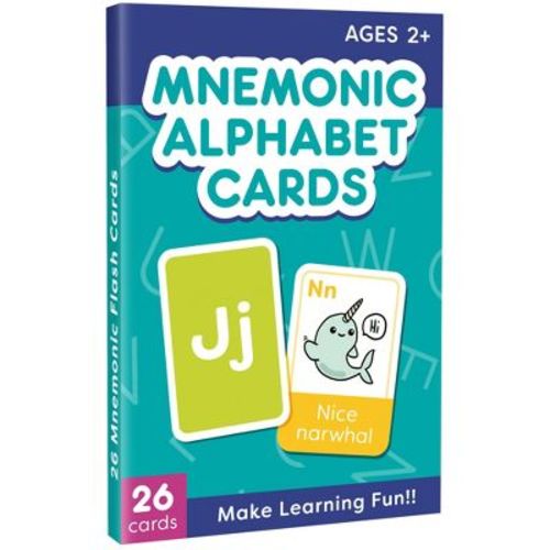 LotFancy ABC Flash Cards for Toddlers 2-4, Jumbo Size, 26 Letters, Mnemonic Alphabet Learning Cards
