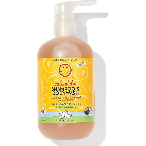 California Baby Calendula Baby Shampoo + Baby Wash | 100% Plant-Based | Soothing Lavender Body Wash For Sensitive Skin | Hypoallergenic | 562mL / 19oz