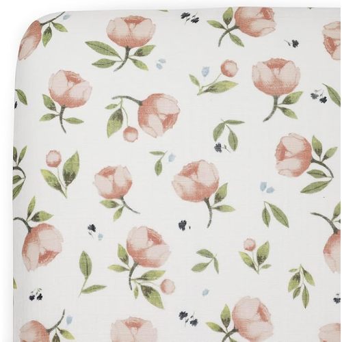 Little Unicorn 100% Natural Organic Cotton Muslin Crib Sheets | Breathable, Naturally Soft Fabric (Watercolor Floret)