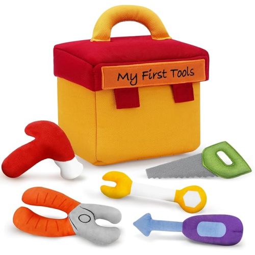My First Tool Set Plush, Baby Toolbox Plushy with 5 Pcs Tool Plushies for Toddlers, First Birthday Gifts for Boys Girls