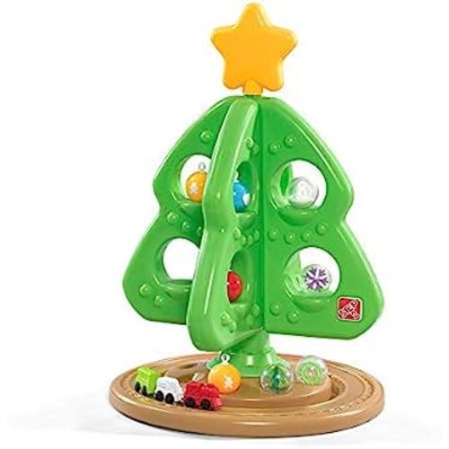 Step2 My First Christmas Tree for Kids, Interactive Christmas Tree Toy, Toddlers Ages 1.5+ Years Old, 12 Colorful Plastic Ornaments to Decorate, Mini Train Set Circles the Skirt