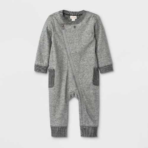 Baby Boys' Moto Romper - Cat & Jack™ Black Heather Newborn