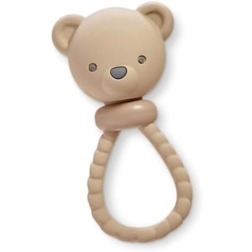 Itzy Ritzy Silicone Rattle Toy, Teething Toy with Soft Jingle Sound (Bear)