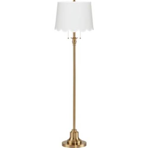 Dyna 58" Antique Brass White Scallop Shade Floor Lamp