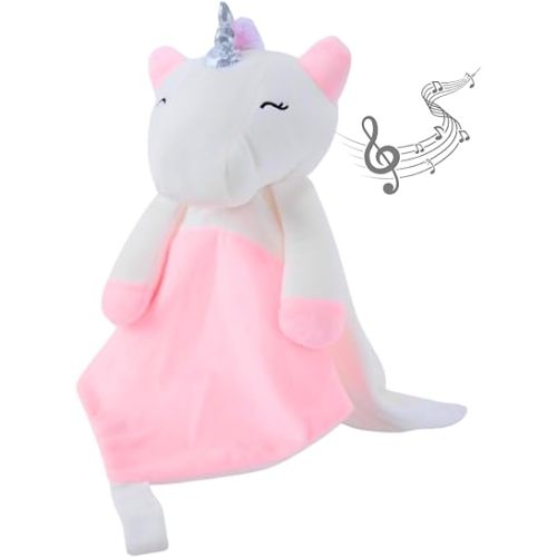 Love By Emi 4 in 1 Baby Lullaby Sleep Soother Toy - Stuffed Animal Sound Machine & Pacifier Holder | Heartbeat White Noise & Music | Plush Unicorn Lovey Sleep Aid Security Blanket (0-3 Years)
