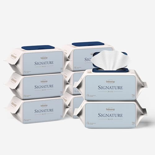 BEBESUP- Korea’s #1 Signature Baby Wipes - Hypoallergenic Water-based Unscented Alcohol-Free Ultra-Thick Super Seed Extracts Organic Plant-Based for sensitive skin Flip-Top 560 Count (8 Packs)