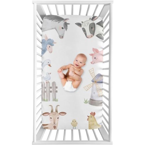 Sweet Jojo Designs Boy or Girl Gender Neutral Unisex Photo Op Fitted Crib Sheet Farm Animals