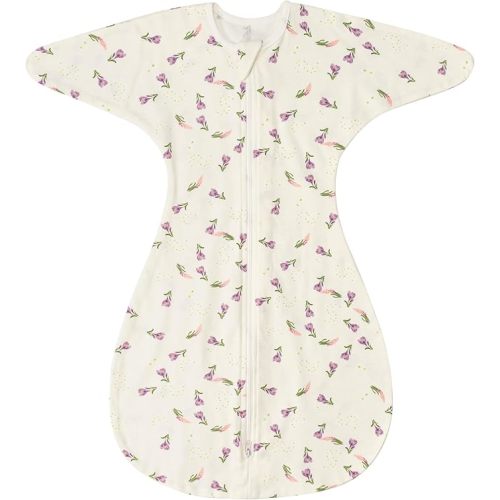 ZIGJOY Baby Transitional Swaddles for Newborns: 0.5 Tog Arms Up Sleep Sack 3-6-12 Months Soft Cotton Shark Fin 2 Way Zipper