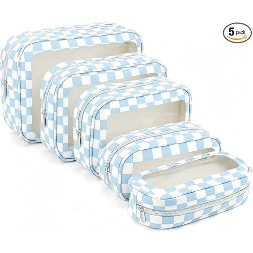 YOPCDJ 5PCS Diaper Bag Organizer Pouch Set, TSA Approved Toiletry Bag,Clear Waterproof TPU Makeup Bag Set Travel Organizer Bags for Women and Kids