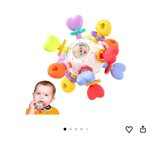 Baby Teething Toy & Rattle – BPA-Free Silicone Sensory Toy for 0-12 Months – Safe, Multi-Functional Teether with Bright Colors – Ideal Gift for Baby Boys & Girls