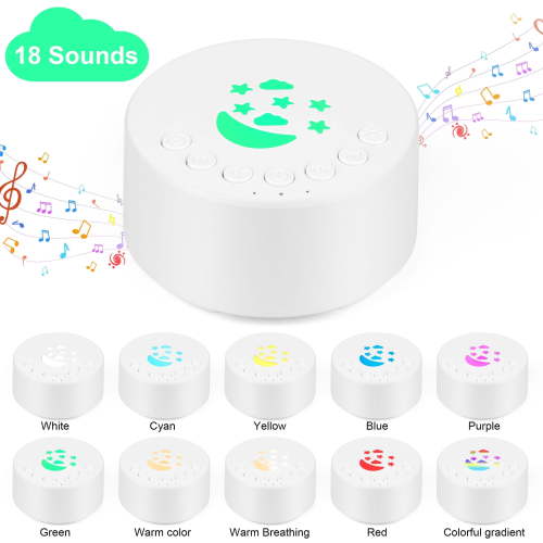 EEEkit White Noise Sound Machine, Portable Sleeping Sound Machine with 10 Colors Night Light and 18 Soothing Sounds