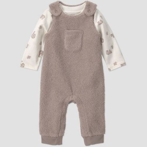 Carter's Just One You® Baby Boys' 2pc Bear Long Sleeve and Overalls Set - Taupe 6M