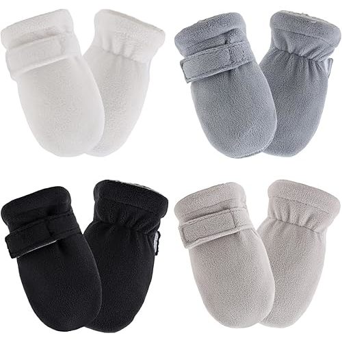 Zsedrut No Scratch Baby Mittens Toddler Infant Fleece Lined Gloves Winter Warm Mitten for Baby Boys Girls