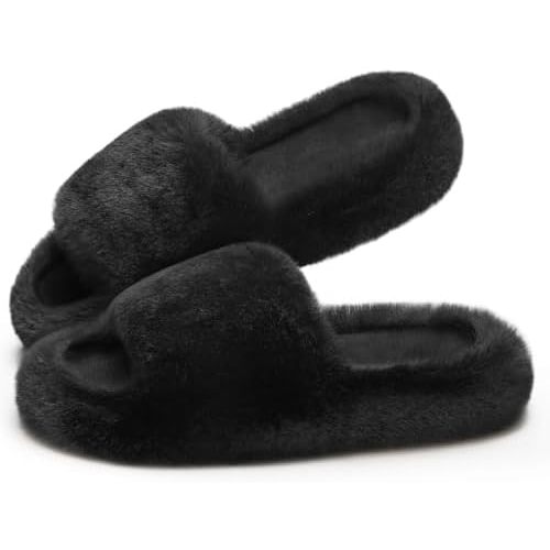 ATHMILE Womens Slippers with Arch Support Memory Foam Fuzzy House Slippers for Women Lightweight Cozy Indoor Open-toe Comfy Birthday Valentine's Day Gifts
