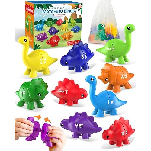 Number Dinosaur Toys for Kids 3-5, Montessori Learning Toys for 3 Year Old