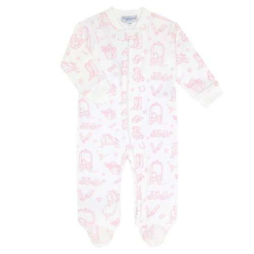 Pink Lone Star Toile Zipper Footie