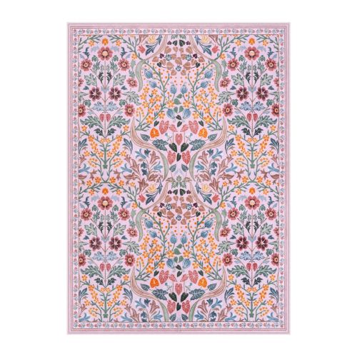 Claude Washable Maximalism Vibrant Blossom Floral Pink Rug
