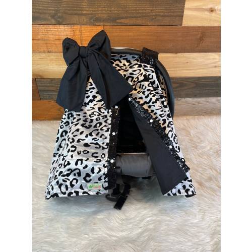 Leopard print car seat canopy/leopard carseat cover/sequin baby cover/baby car seat cover/baby carseat canopy