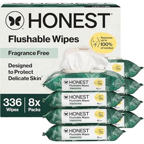 The Honest Company Flushable Wipes, Hypoallergenic, Tropical Leaves, 336ct