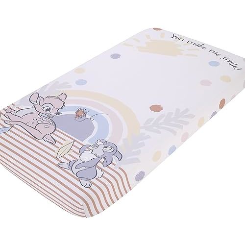 Disney B is for Bambi Tan, Gray, Blue, and White You Make Me Smile Photo Op Fitted Crib Sheet
