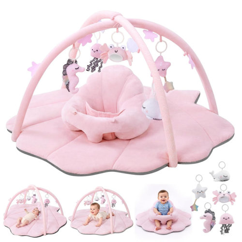Prvaetu Baby Gym Playmat,Tummy Time Mat,Sit &Play Activity Mat with 6 Detachable Toys,Washable Baby Mat & Toys,Baby Gift for 0-18 Months,Pink | Wayfair