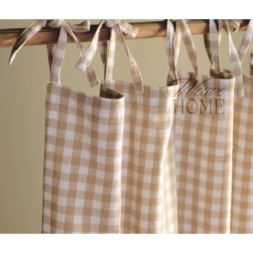 Beige Gingham Bohemian Curtains Panel Drapes Gauze Linen Fabric Any Room Door Window Treatment - Etsy