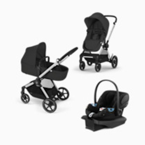 Cybex EOS 5-in-1 Travel System Stroller + Lightweight Aton G Infant Car Seat - Moon Black
