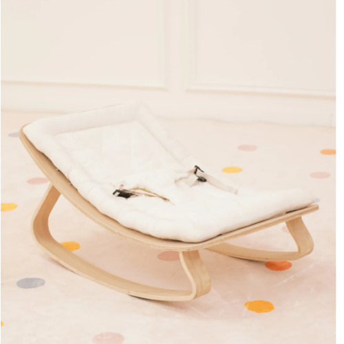 Nest Wooden Baby Rocker – Natural Infant Lounger with Soft Padded Seat – Bee Like Kids