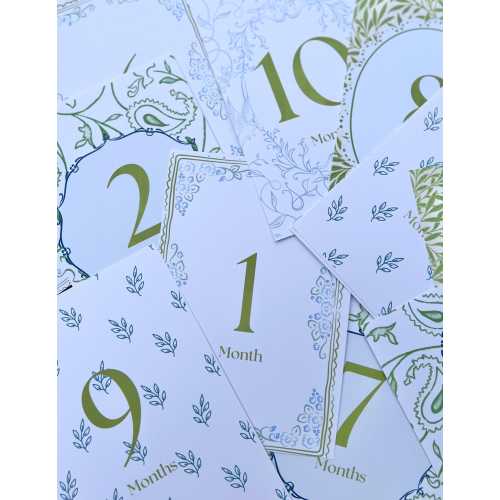 Baby Milestone Cards – Blue and Green, First Year Memory Set