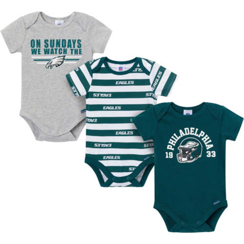3-Pack Baby Boys Philadelphia Eagles Short Sleeve Bodysuits