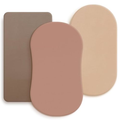 GRSSDER Stretchy Ultra Soft Fitted Bassinet Sheet 3 Pack, Universal Fit for Bassinets Baby Cradle Moses Basket Oval Rectangle Mattress Safe and Snug, Jersey Bassinet Sheets for Baby, Brown