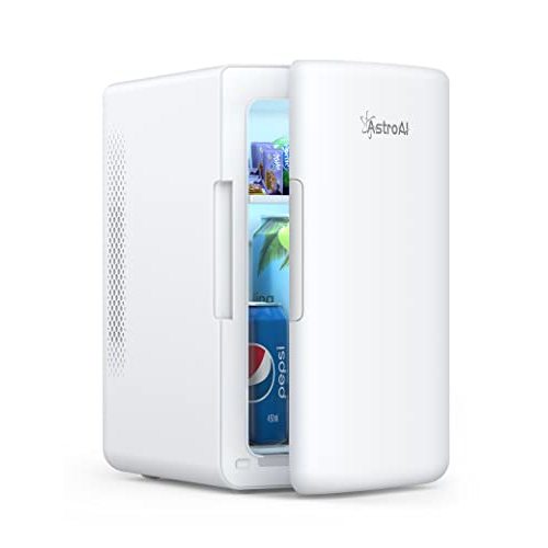 AstroAI Mini Fridge 2.0, 6 Liter/8 Cans Skincare Fridge 110V AC/ 12V DC Portable Thermoelectric Cooler and Warmer Refrigerators for Bedroom, Beverage, Cosmetics (Pearl)