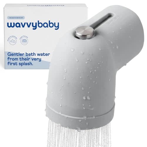 Bathtub Filter & Spout Cover | Reduces Chlorine & Impurities for Baby Skin | Rapid Flow Water Filter | Fits Standard Tub Faucets | Mist Grey