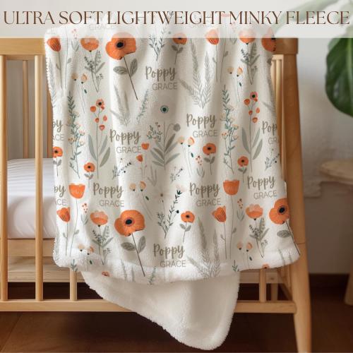 Personalized Baby blanket flowers Poppy blanket Girl gift Wildflower blanket Poppy Nursery decor floral baby blanket Poppy flower Poppy love