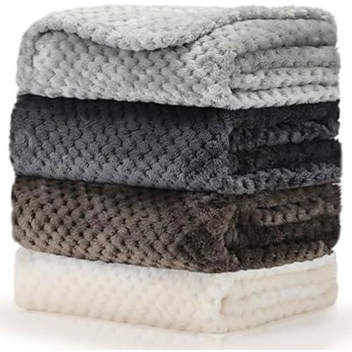 Frienda 4 Pcs Baby Blanket for Girls Boys Infant 32x24,Grey Color