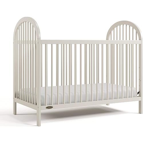 Graco Olivia 3-in-1 Convertible Crib – GREENGUARD Gold Certified, 100% Solid Wood, Fits Standard Baby Crib Mattress, Converts to Toddler Bed and Daybed, 4 Adjustable Mattress Heights (Frosted Oat)