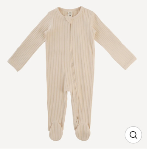 long sleeve two way zipper footie | oatmeal | organic cotton wide rib